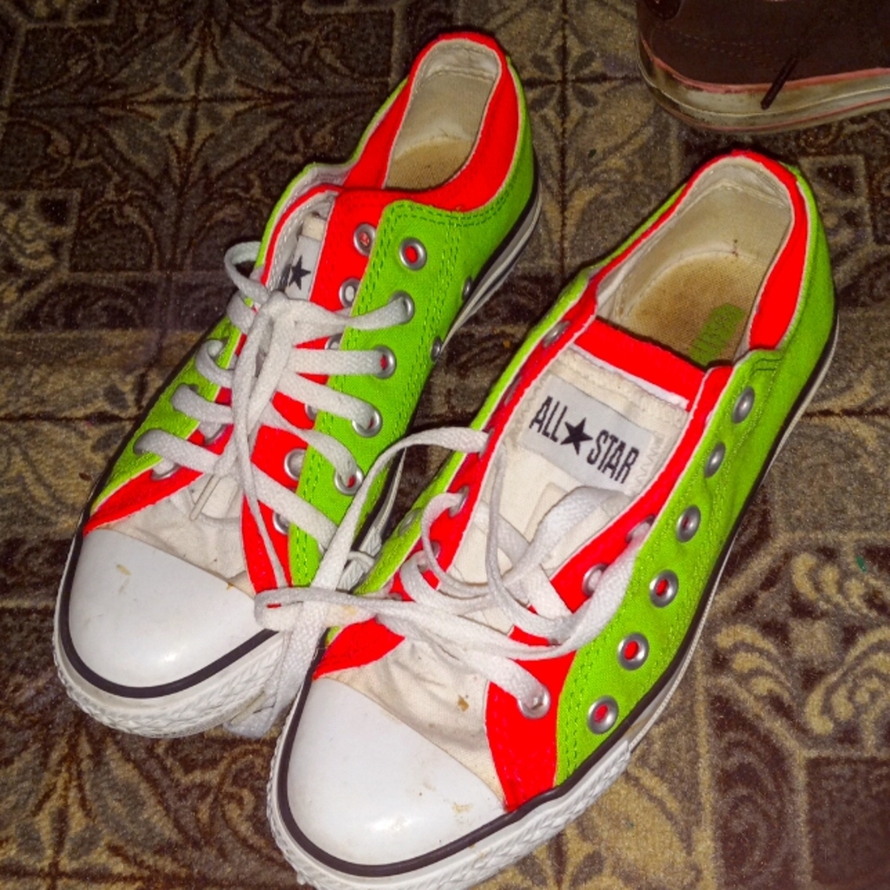 Converse All Stars 5 7 women's rare unique collectibles neon pink and green